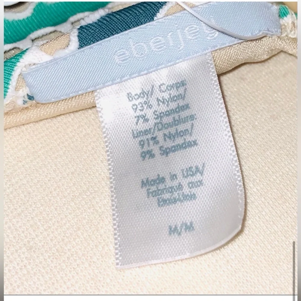 NWT Eberjey Lola Sandy Sea Green/Blue Bikini Top M